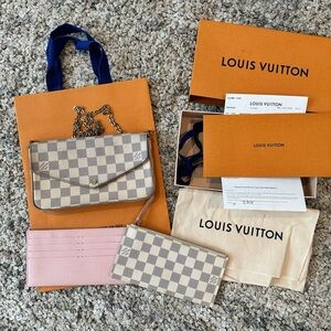 Louis Vuitton Felicie pouchette. Damier azur. brand new wallet and card insert